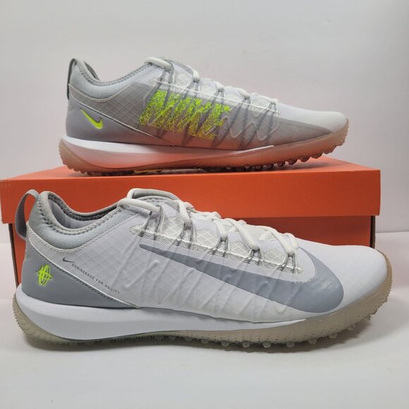 Nike Alpha Huarache 7 Pro TF Lax Men's White Gray Shoes CJ0235-101 US Sz 12 NWB - Picture 1 of 10